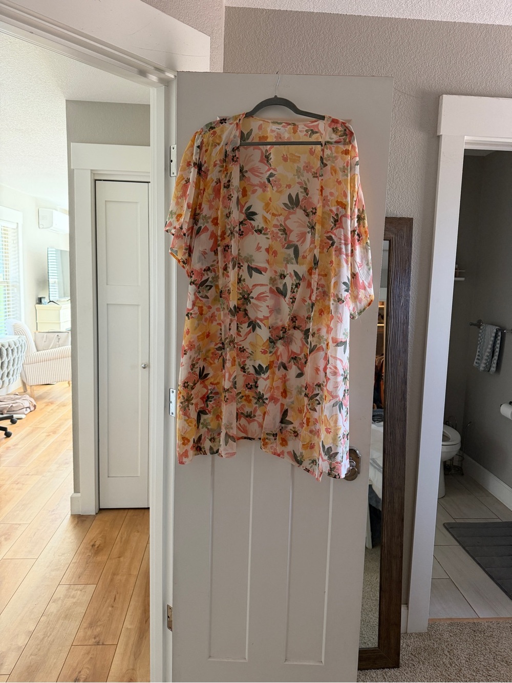 Maurices Floral Sheer Kimono in Peach and Yellow